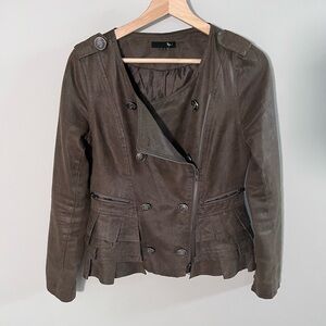 Ryu Women's‎ Dark Brown Jacket Stylish Casual Coat Missing Shoulder Button